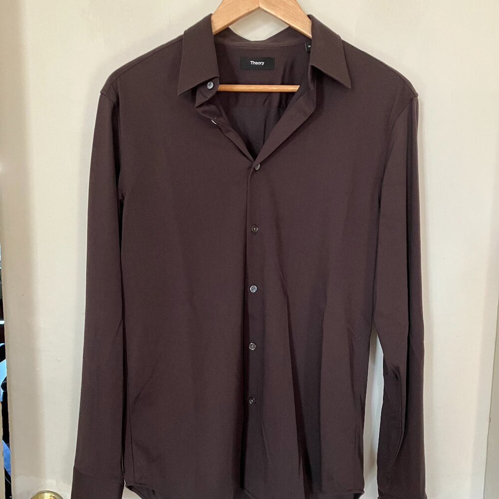 Theory Sylvain Shirt in Structure Knit in Hickory